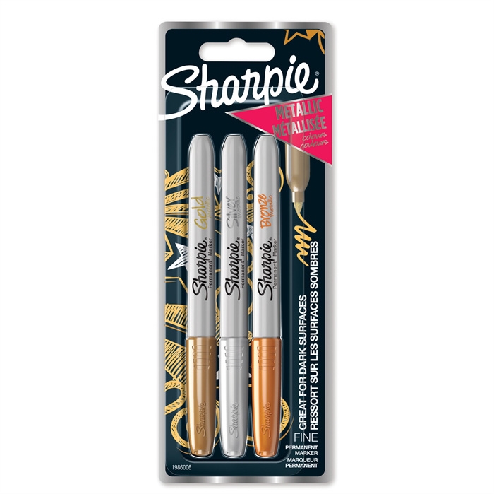 Sharpie Marker Metallico 1,4mm ass Guld/Søl/Bronze (3)