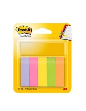 3M Post-it Indicizzatori adesivi 15 x 50 mm carta assortiti neon - confezione da 5