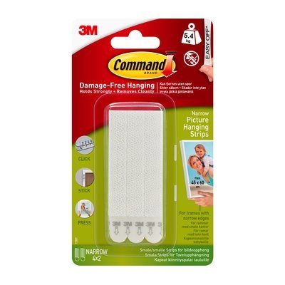 3M Command strisce piccole per appendere quadri, bianche, 4 x 2 strisce.