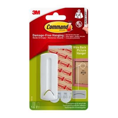 3M Command appendi foto per filo, bianco, 1 appendino + 2 resistenti all\'acqua.