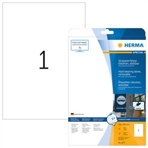 HERMA etichetta removibile resistente all'acqua 210 x 297 mm, confezione da 20 pezzi.