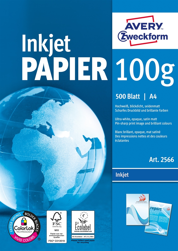 A4 Carta inkjet Avery 100 g/m² - pacchetto da 500 fogli