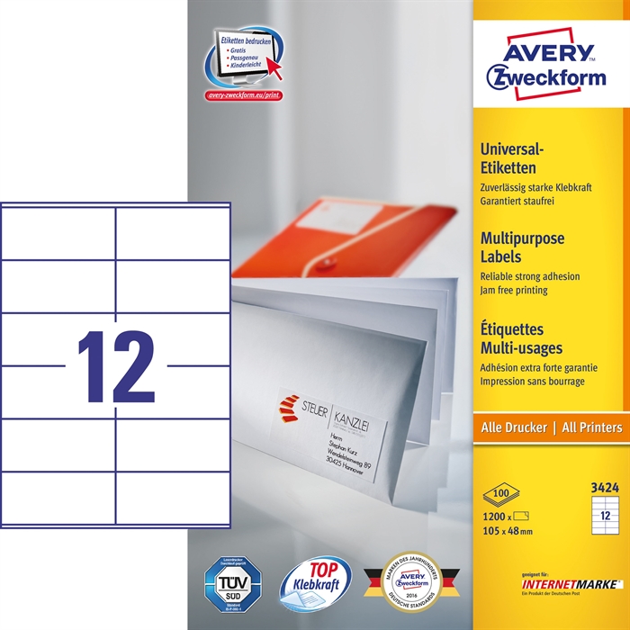 Avery ILC etichetta universale 105 x 48 mm, confezione da 1200 pezzi.