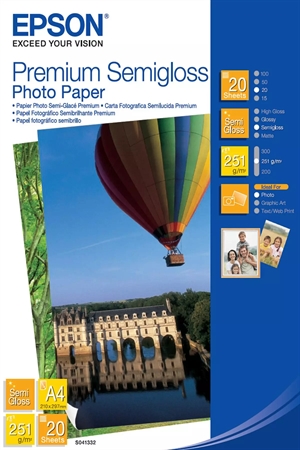 Carta Fotografica Semigloss Premium A4 Epson 251 g/m², 20 fogli