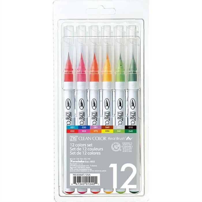 ZIG Pennarello a pennello Clean Color Set con 12 colori.