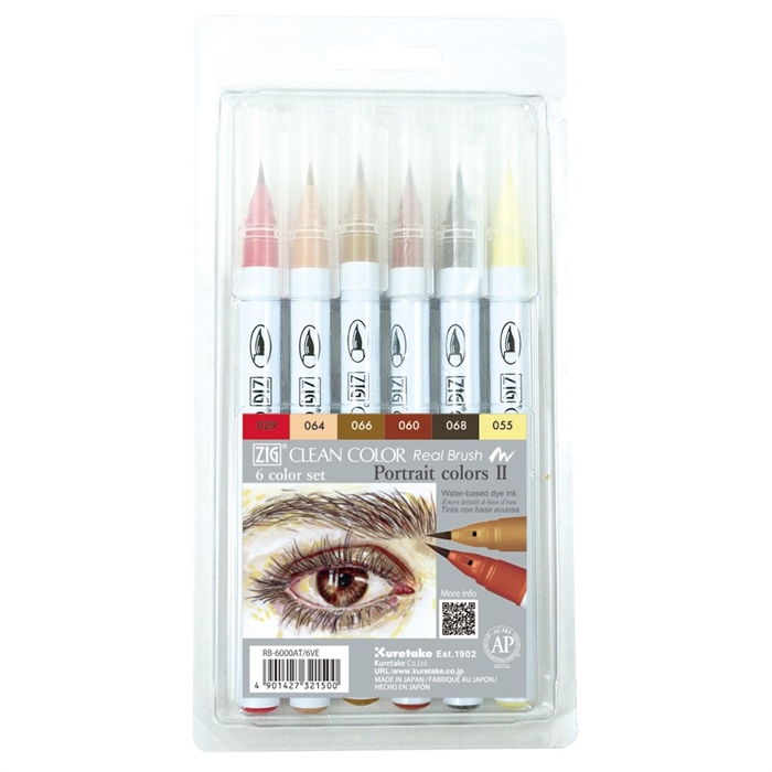 Set di pennarelli ZIG Clean Color Brush con 6 colori ritratto II.